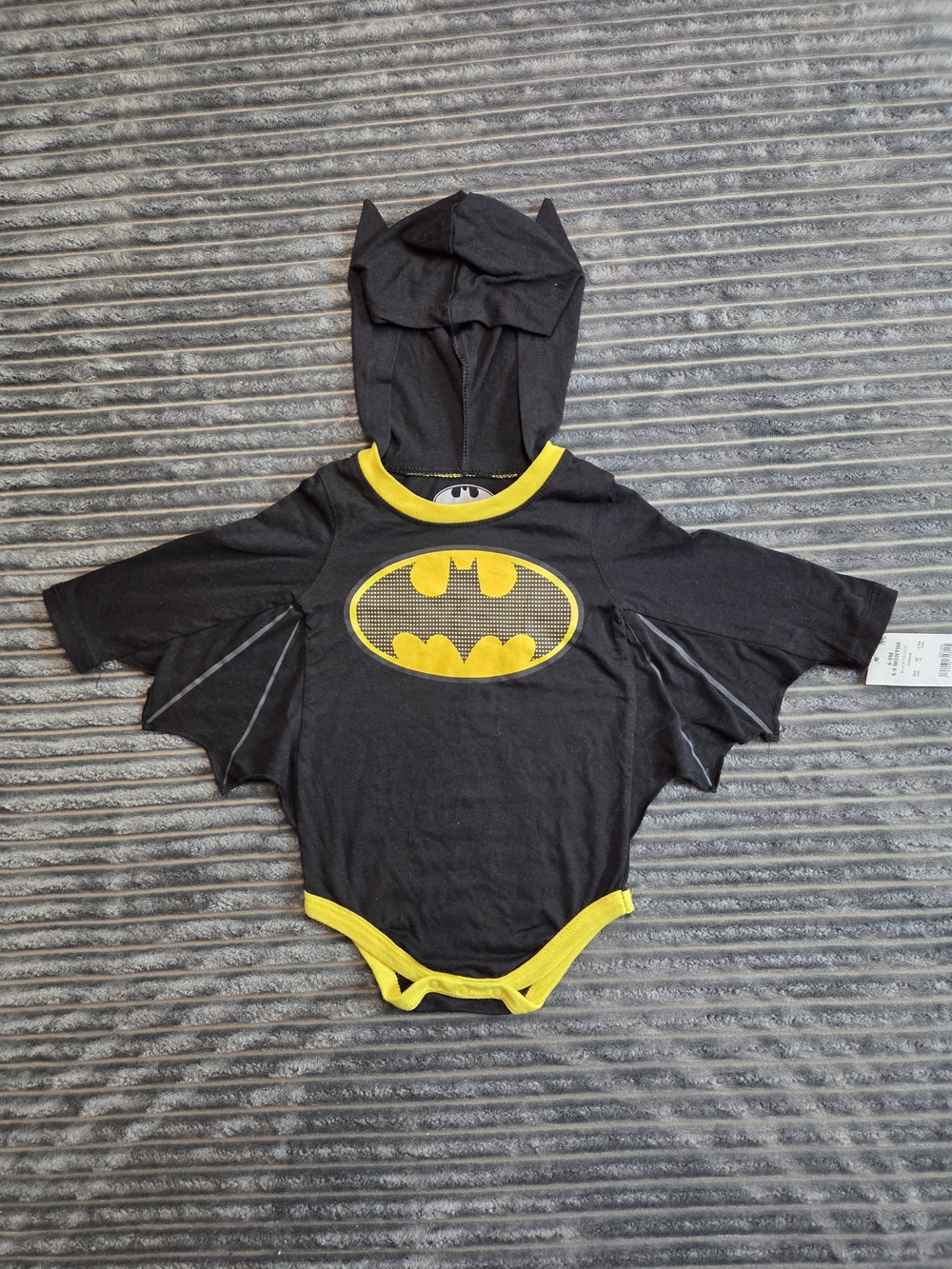 DC Baby Batman Black and Yellow Hooded Bodysuit Costume